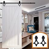 Homedecoハードウェア6.6 Ft素朴なスタイルスライドドアハードウェアModern InteriorスチールHanging Singleバーンドアレールホイールクローゼットトラックキット