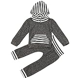 MIOIM ベビー服 パーカー パンツ 上下 2点セット 長袖 長ズボン 男の子 女の子 カジュアルウエア ボーダー柄 Tシャツ 子供服