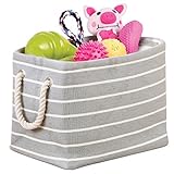 (Small) - mDesign Pet Toy Storage Organiser Bin for Frisbees, Chew Toys - Small, Grey/Cream