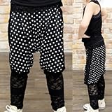 【韓国子供服】ドット柄 サイド・レース レギンス付 パンツ／BLOG 90cm/100cm/110cm/120cm/130cm/140cm/150cm (130(11))