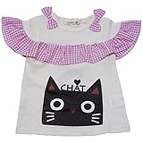 【本体綿100％】2018年 夏物 UZUCHAT ウズチャット 天竺 ギンガムフリル プリント 半袖Ｔシャツ ホワイト◇90cm