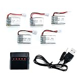FLOVEME 5pcs Li-Poバッテリー 3.7V 250mAh LiPO 電池 25C リチウムポリマー　充電式バッテリー Li-Po　RC飛行機用 ラジコンヘリプレータに適用されます