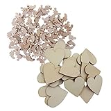 Lovoski 約150個　ホーム　パーティー　スクラップブック　装飾　　木製ハーツ　ハート　ベビーフィート　工芸品