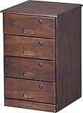 カギ付プライバシーチェスト 4段 【チェスト 4段 収納 木製 整理　シンプル ローチェスト 机 サイド ブラウン 茶色】