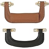 ライトブラウン本革ハンドル、真鍮メッキ仕上げハードウェア