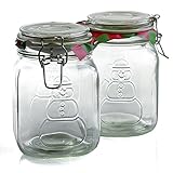 アンカーホッキングホームコレクションHeremes clamp-topガラス雪だるまストレージコンテナ、4のセット