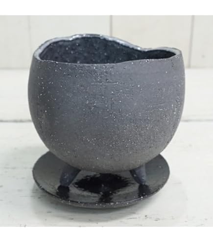 黒色円形陶器植木鉢 直径1メートル 黒色円形陶器植木鉢 直径1メートル