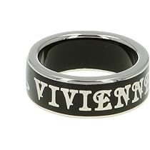 CONDUIT STREET リング Conduit Street Ring in PLATINUM-BLACK-Enamel | Vivienne