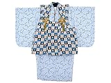 初節句に 男の子 赤ちゃん用 ベビー被布と着物セット「グレー＆水色、富士山」HFB067