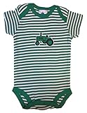 グリーントラクターストライプCollege新生児幼児赤ちゃんクリーパー カラー: グリーン