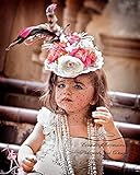 【ベビーのラグジュアリーヘッドドレス】 エレガントなベール付ファー＆フラワーミニハットヘッドドレス「High Tea」ヘアクリップピン２個付！デザイナーが細部にまでこだわって作る完全なシルエットに設計