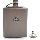 TITAN MANIA(チタンマニア) スキットル チタン製 U型 200ml 漏斗付き 軽量 ヒップフラスコ 携帯用 おしゃれ ウイスキー 持ち運び 旅行用 アルコール用 水筒 ソロキャンプ バーベキュー アウトドア キャンプ用品 収納袋付き