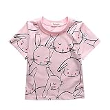 ベビーガールズ可愛いカジュアルピンクウサギ子Tシャツ、Tシャツ、ガールファッショントップ カラー: ピンク