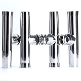 Amarine Made (4x) ステンレス トーナメントスタイル クランプオン 釣り竿ホルダー レール用 7/8インチ~1インチ レールマウントロッドホルダー