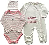 ベビー服：ロンパース、カバーオール、帽子女の子3点セット70サイズ・エトワールピンク・ピンクドット