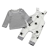 灰白　星　２点セット（上着＋パンツ）　ベビー服　女の子　赤ちゃん服　幼児　子供服　男の子　長袖　４サイズ　キッズ服　ロンパース カバーオール　満月/出産祝い/プレゼント70CM－80CM－90CM－1