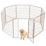 YumeTail ペットサークル 犬 ペットフェンス サークルケージ ドア付き ダブルロック 小型犬用 中型犬用 折りたたみ式 簡単組み立て 工具不要 室内外兼用 高さ 100cm グレージュ