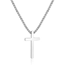 Steel Cross Pendant Silver Cross Chain 