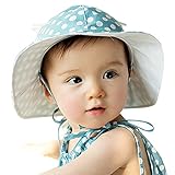 Domybestベビー用ハット つば広　赤ちゃんキャップ アウトドアハット　水玉柄　 キッズ帽子 子供サンバイザー 女の子　男の子 紫外線 UVカット 日よけ止め 日焼け防止 3色選べる (ブルー)