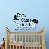 ブーツChaps andカウボーイハットThats What Little Boys Are Made of壁デカール引用符壁デカール保育園男の子部屋キッズ子供ホーム装飾q148