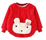 C-Princess ベビー服 女の子 トレーナー 長袖 裏起毛 スウェット プルオーバー パーカー キッズ ガールズ 可愛い トップス ふわふわ あったかい レッド 80