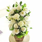 [KY125]供花アレンジメント　G&W Basket（グリーン・白系）＜　法事　法要　四十九日　命日　お彼岸　初盆　お盆　お供え花に　＞