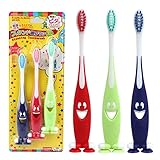 Liebeye 歯ブラシ スマイリー フェイス キッズ​​ 子供 ソフト キュート デザイン 足 サクション スタンド 3/セット