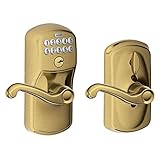 Schlage FE595 PLY 609 FLA Plymouth Keypad Entry with Flex-Lock and Flair Style Levers, Antique Brass