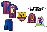 ファンKitbag Messi # 10 Barcelona Youth Home / Away Soccer Jersey & ShortsキッズプレミアムギフトKitbag ✮ボーナスMessi 