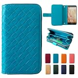Galaxy A30 SCV43 用 手帳型 ケース カバー GalaxyA30 手帳型ケース スマホケース 財布付き編み込み ターコイズ
