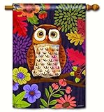 花柄フクロウ標準垂直バナー国旗Studio M 28 x 40