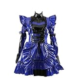 Gocebaby めめしい メイド服 PVC ロック紫 ワンピース2つの方法を着る 長袖 半袖 高級メイド服 変装 制服 コスプレ (M)