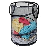 mDesign laundrytotebags Collapsible Laundry Bag - Black ブラック 7604MDL