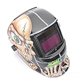 LESOLEIL 電気溶接ヘルメット　太陽エネルギー　自動遮光溶接マスク/溶接面　内部の調整可能　　スカル　ロープ　黒い背景　クール　カッコイイ