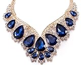 LuxuryブルーティアドロップウェディングネックレスブライダルセットパーティーWear Gift For Momレディース