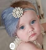 ☆存在感抜群フェザーとラインストーンのヘアバンド☆グレー