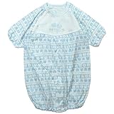 《年間定番》Babbun(バブーン)【日本製】天竺JQクマ顔ボーダーPtコンビドレス 50cm ~ 60cm /サックス NO.KK-31-2520