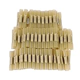 Teenitor Yellow Insulated Heat Shrink Butt Wire Electrical Crimp Terminal Connector 10-12 AWG Set Of