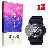 Lamshaw G-SHOCK GAW-100B 保護フィルム, 9H ガラスフィルム カバー 対応 G-SHOCK GAW-100B (３枚)