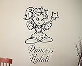 パーソナライズ女の子名前プリンセス壁デカールカスタムステッカービニールアートホームインテリアデコレーション子供用子供ベビールーム装飾2prc