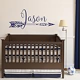 Battoo Personalized矢印名前壁デカール男の子名矢印Tribal壁decal-custom名デカール保育園壁デカール矢印壁アート装飾 37.5"wide by 16"high ブルー 