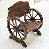 ウッドホイール風車輪付木製ベンチ 幅65cm×奥行58.5cm×高さ83cm 松/杉天然木 焼仕上げ SS-WB-650-DBR