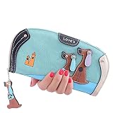 Vandot 財布 レディース 長財布 大容量 PUレザー ソフト ウォレット おしゃれ オリジナル 犬柄 カード入れ スマホ入れ 現金入れ ファッション-ブルー