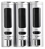 【累計10万本出荷】PREMM シャンプーディスペンサー マグネット シャンプーボトル 壁掛け (シルバー, トリプル 380ml x 3)