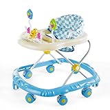 ベビーウォーカーブルー/ピンク/オレンジ6-18ヶ月子供アンチロールオーバ多機能折りたたみ音楽ビッグホイールでおもちゃトロリー66 * 56 * 57センチメートル (色 : 青)