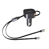セイワ(SEIWA) 車内用品 充電器 DCダブルリールチャージャーC×2 IMP305 USB Type-C PD30W 急速充電 2台同時充電時 合計最大15W(5V/3A) 巻取り式 ケーブル コード長 最大85cm DC12-24V対応 過電流 過電圧 過熱 保護