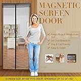 Magnetic Screen Door with Mesh Curtain keeps air in and keeps Bugs & Mosquitoes Out.Toddler And Pet 
