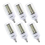 AmmToo pack of 6 E12 LED 9W corn bulb 85-265V 100Leds 5736 SMD 720LM White 4000-4500K Candelabra bul