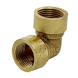 uxcell メスコネクター 肘型チューブ ブラス ゴールドトーン 15mm 32.2g 1個