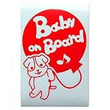 レッド（赤） 犬 ジャックラッセルテリア 風船 Baby on board ベビーオンボード ステッカー 窓ガラス用シールタイプ 車 戌 干支 動物